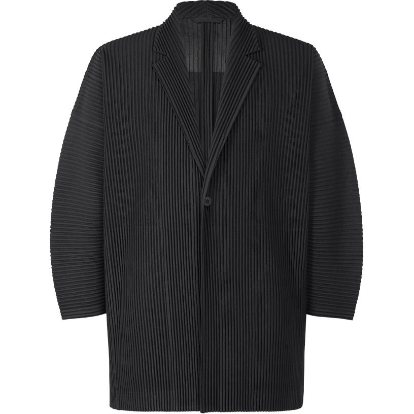 HOMME PLISSÉ ISSEY MIYAKE SS24 Black Pleated Single-Button Loose Jacket Menswear HP46JL126-15