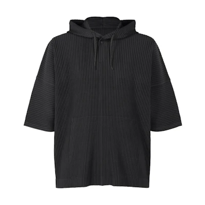 HOMME PLISSÉ ISSEY MIYAKE SS24 Black Pullover Hoodie Loose Fit for Men HP46JK127-15