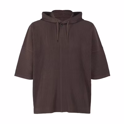 Homme Plissé Issey Miyake SS24 Brown Pleated Loose Fit Hoodie for Men. HP46JK127-47