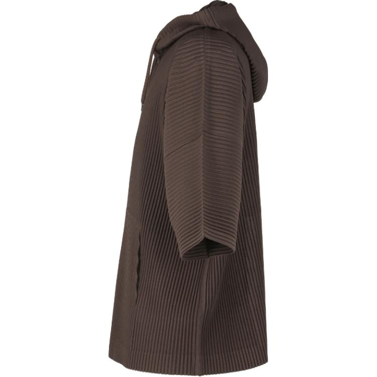 Shop Homme Plissé Issey Miyake SS24 男裝棕色褶皺寬鬆連帽衫 HP46JK127-47