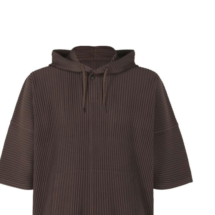 Purchase Homme Plissé Issey Miyake SS24 男裝棕色褶皺寬鬆連帽衫 HP46JK127-47