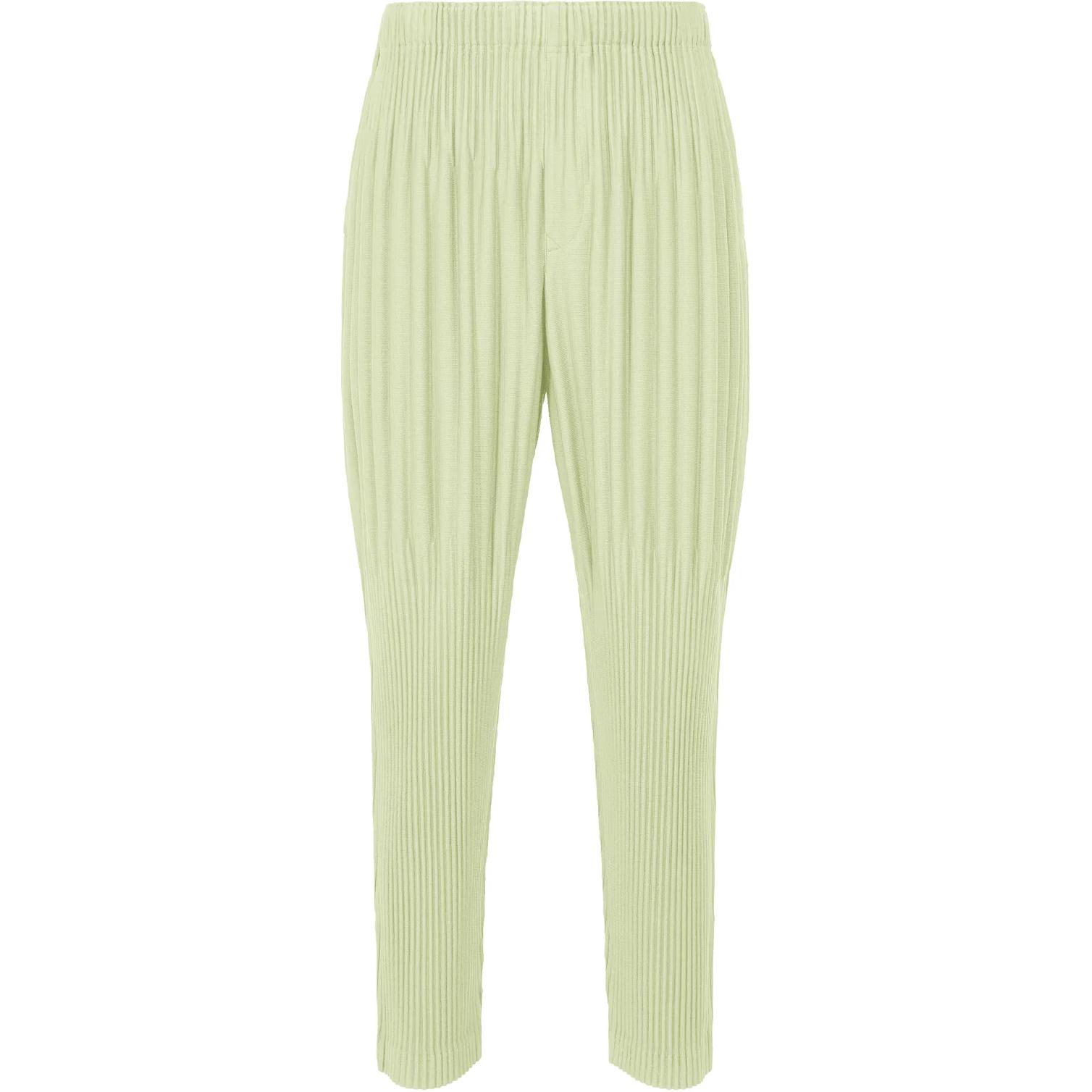 Homme Plissé Issey Miyake SS24 Green Pleated Tapered Pants with Side Pockets. HP46JF119-61