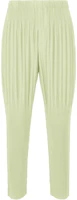 Order Homme Plissé Issey Miyake SS24 綠色百褶錐形褲附側口袋。 HP46JF119-61