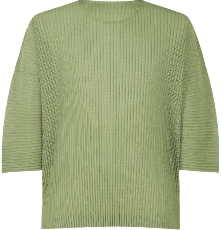 homme-plisse-issey-miyake-ss-24-green-solid-3-4-sleeve-pullover-tee-for-men-hp-46-jk-191-62