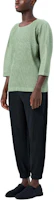 Details for Homme Plissé Issey Miyake SS24 Green Solid 3/4 Sleeve Pullover Tee for Men. HP46JK191-62