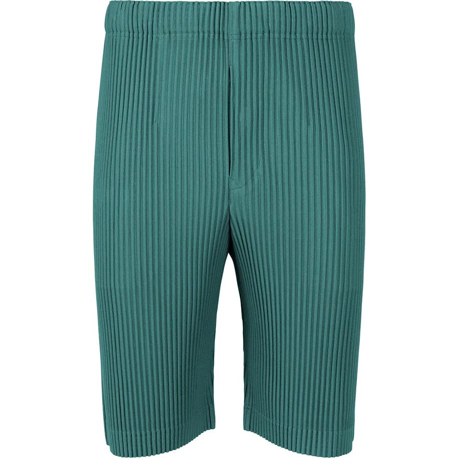 Order Homme Plissé Issey Miyake SS24 鐵藍色男士鬆身百褶短褲。 HP46JF124-63