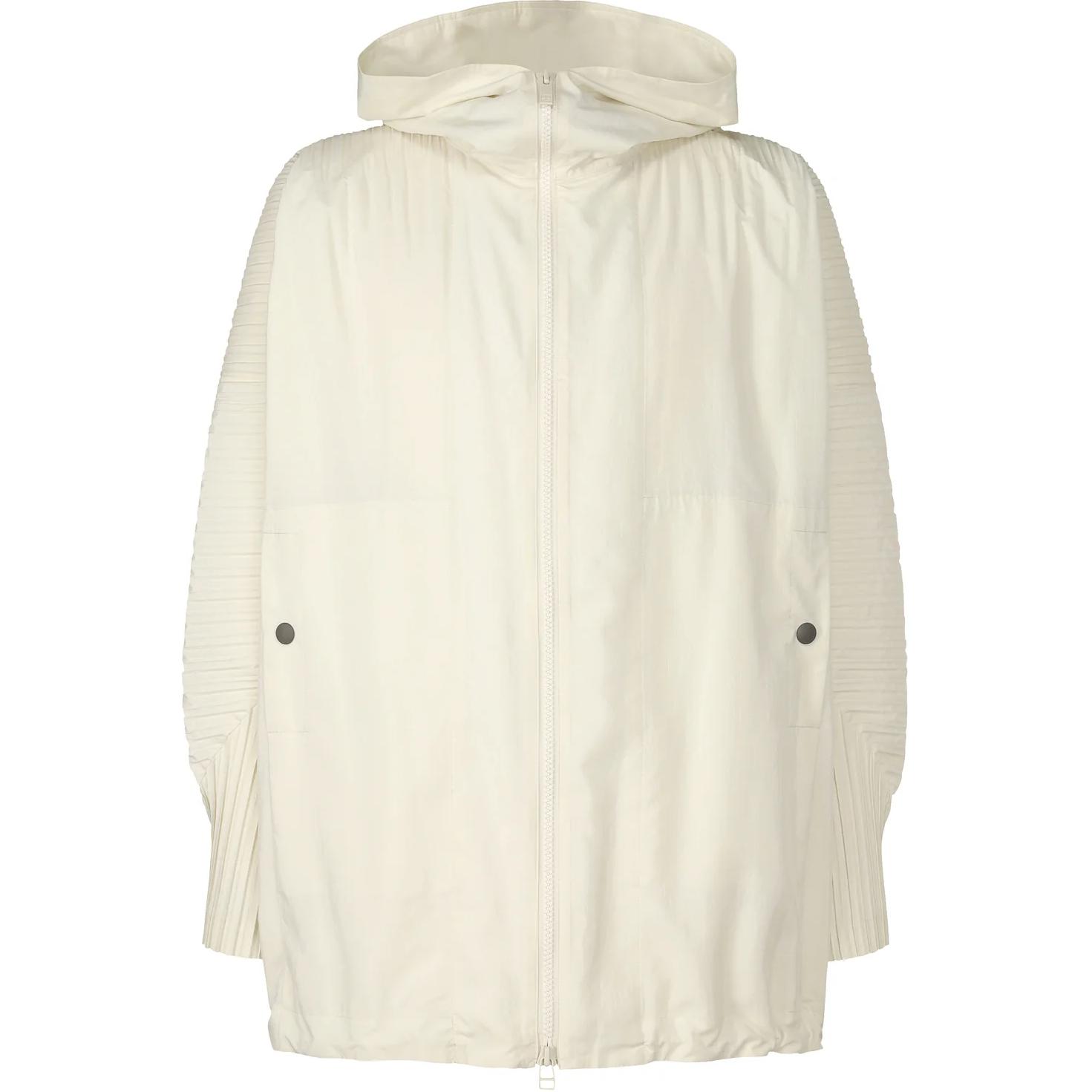 HOMME PLISSÉ ISSEY MIYAKE SS24 Ivory White Pleated Loose Fit Hooded Jacket Men HP46FC276-41