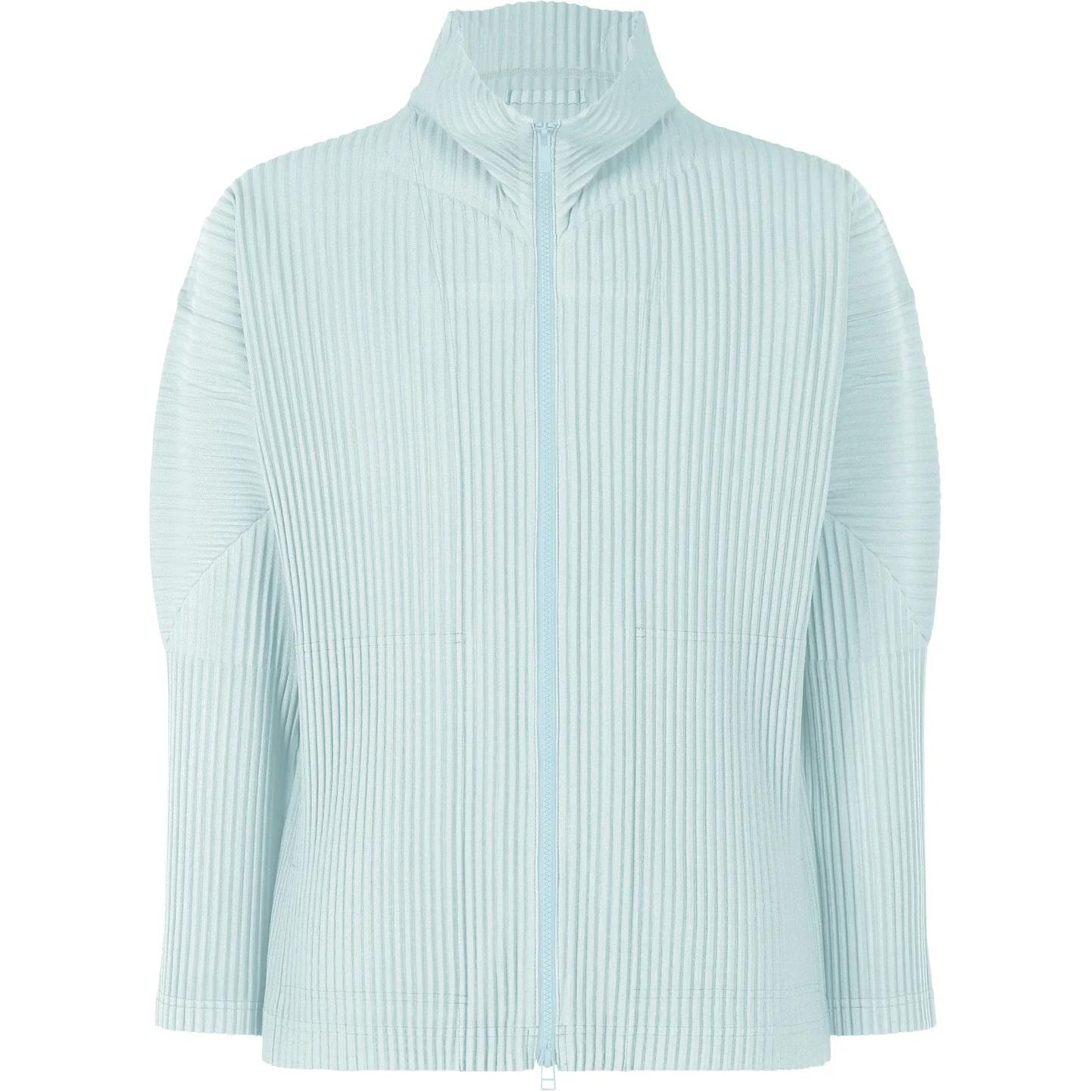 HOMME PLISSÉ ISSEY MIYAKE SS24 Light Blue Pleated High Neck Jacket Menswear HP46JL180-71