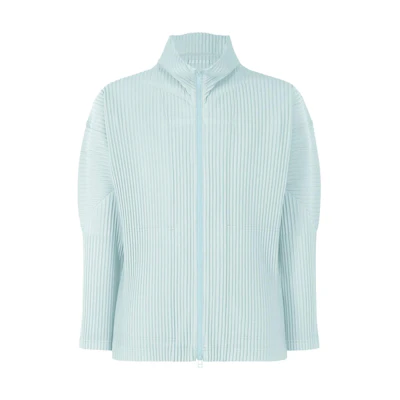 HOMME PLISSÉ ISSEY MIYAKE SS24 Light Blue Pleated High Neck Jacket Menswear HP46JL180-71