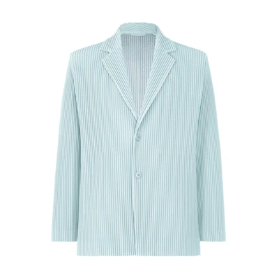 HOMME PLISSÉ ISSEY MIYAKE SS24 Light Blue Pleated Single-Breasted Jacket HP46JD155-71