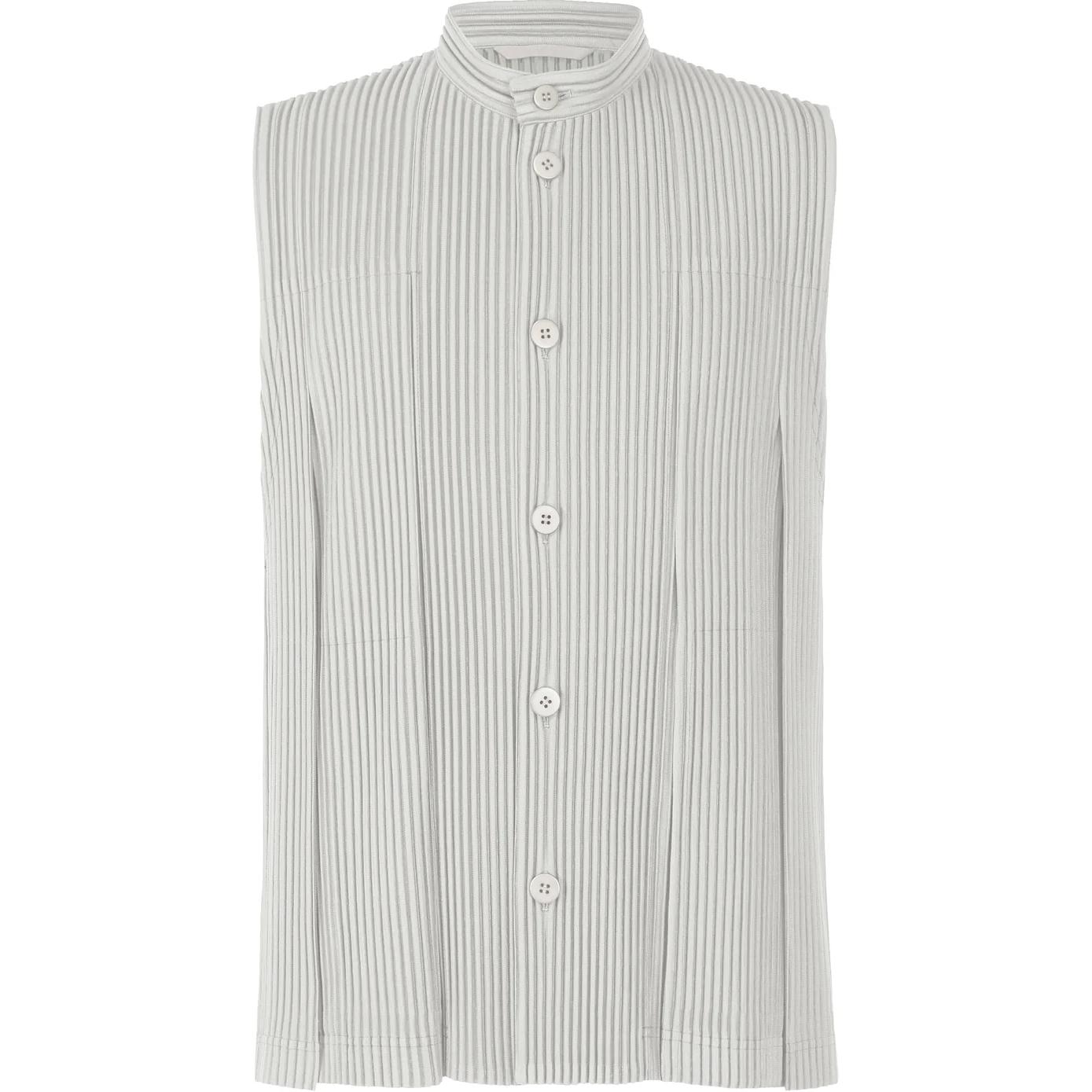 Homme Plissé Issey Miyake SS24 Light Grey Sleeveless Collar Shirt Men. HP48JE362-11
