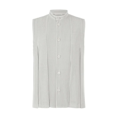 Homme Plissé Issey Miyake SS24 Light Grey Sleeveless Collar Shirt Men. HP48JE362-11