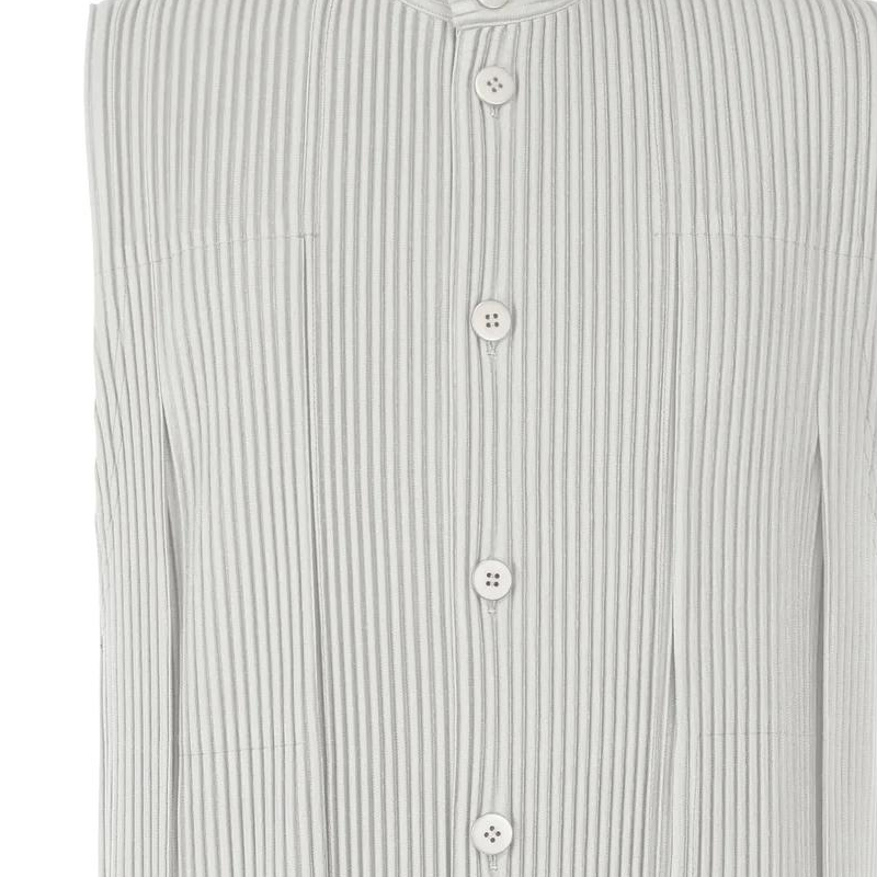 Lookbook 옴므 플리세 이세이 미야케 SS24 라이트 그레이 민소매 셔츠 남성. HP48JE362-11