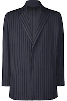 HOMME PLISSÉ ISSEY MIYAKE SS24 Navy Striped Blazer Single-Breasted Jacket Men HP46-FD250-75 HOMME PLISSÉ ISSEY MIYAKE SS24 Navy Striped Blazer Single-Breasted Jacket Men HP46-FD250-75