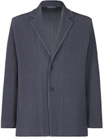 HOMME PLISSÉ ISSEY MIYAKE SS24 Pleated Single-Breasted Jacket Blue Carbon HP46JD155-76 HOMME PLISSÉ ISSEY MIYAKE SS24 Pleated Single-Breasted Jacket Blue Carbon HP46JD155-76