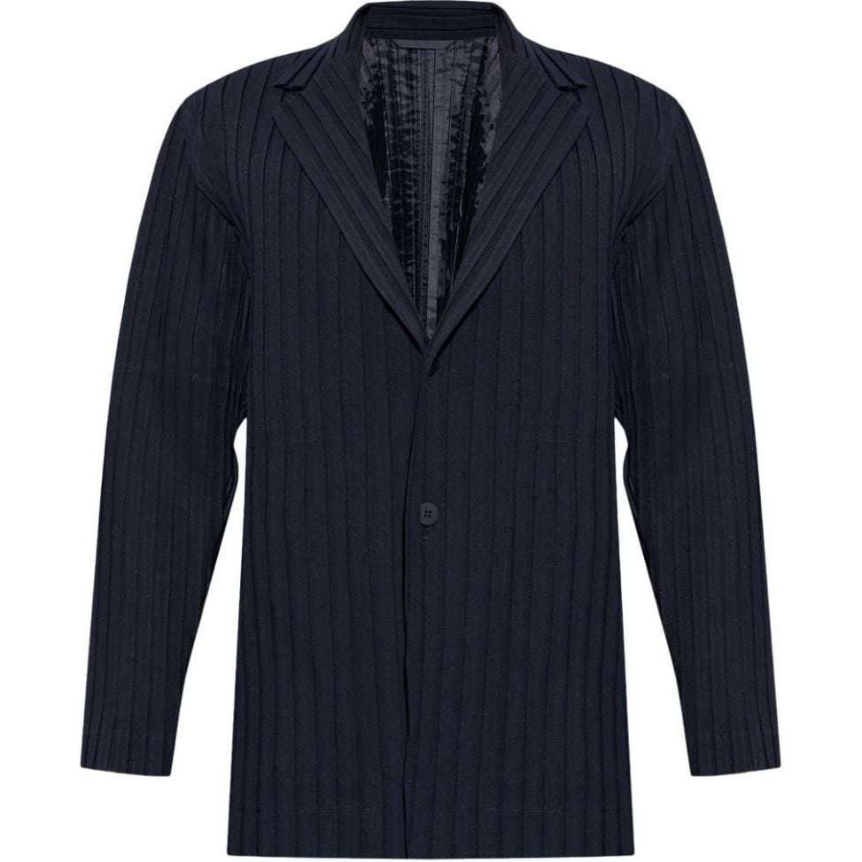 HOMME PLISSÉ ISSEY MIYAKE SS24 Pleated V-Neck Button Jacket Navy Blue Men’s HP46FD250-SEAMILITARYBLUE