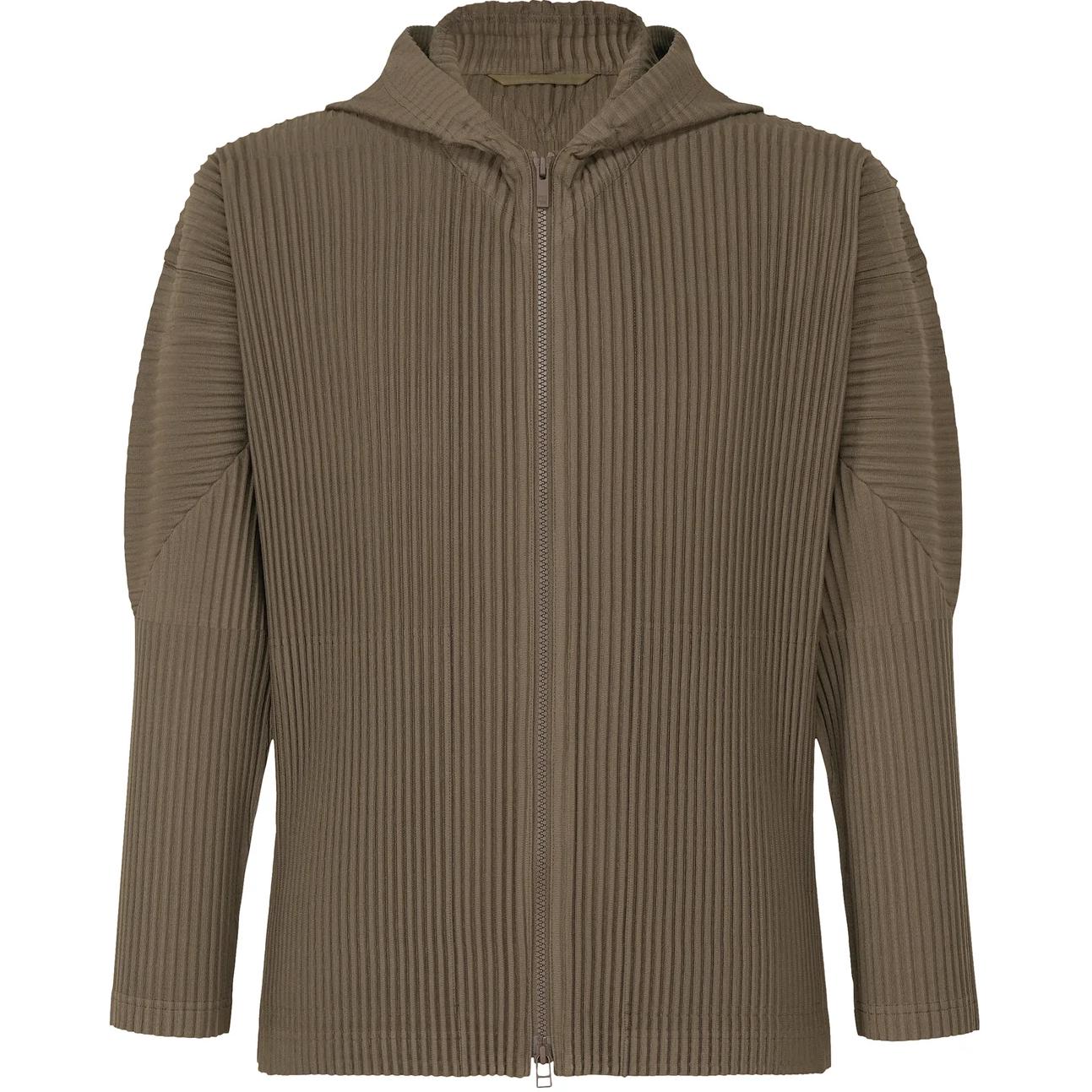 HOMME PLISSÉ ISSEY MIYAKE SS24 Pleated Zip Hoodie Jacket Men’s Dark Khaki HP46JL116-66