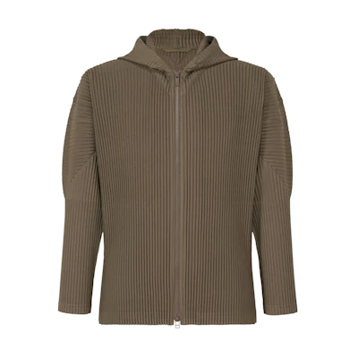 HOMME PLISSÉ ISSEY MIYAKE SS24 Pleated Zip Hoodie Jacket Men’s Dark Khaki HP46JL116-66
