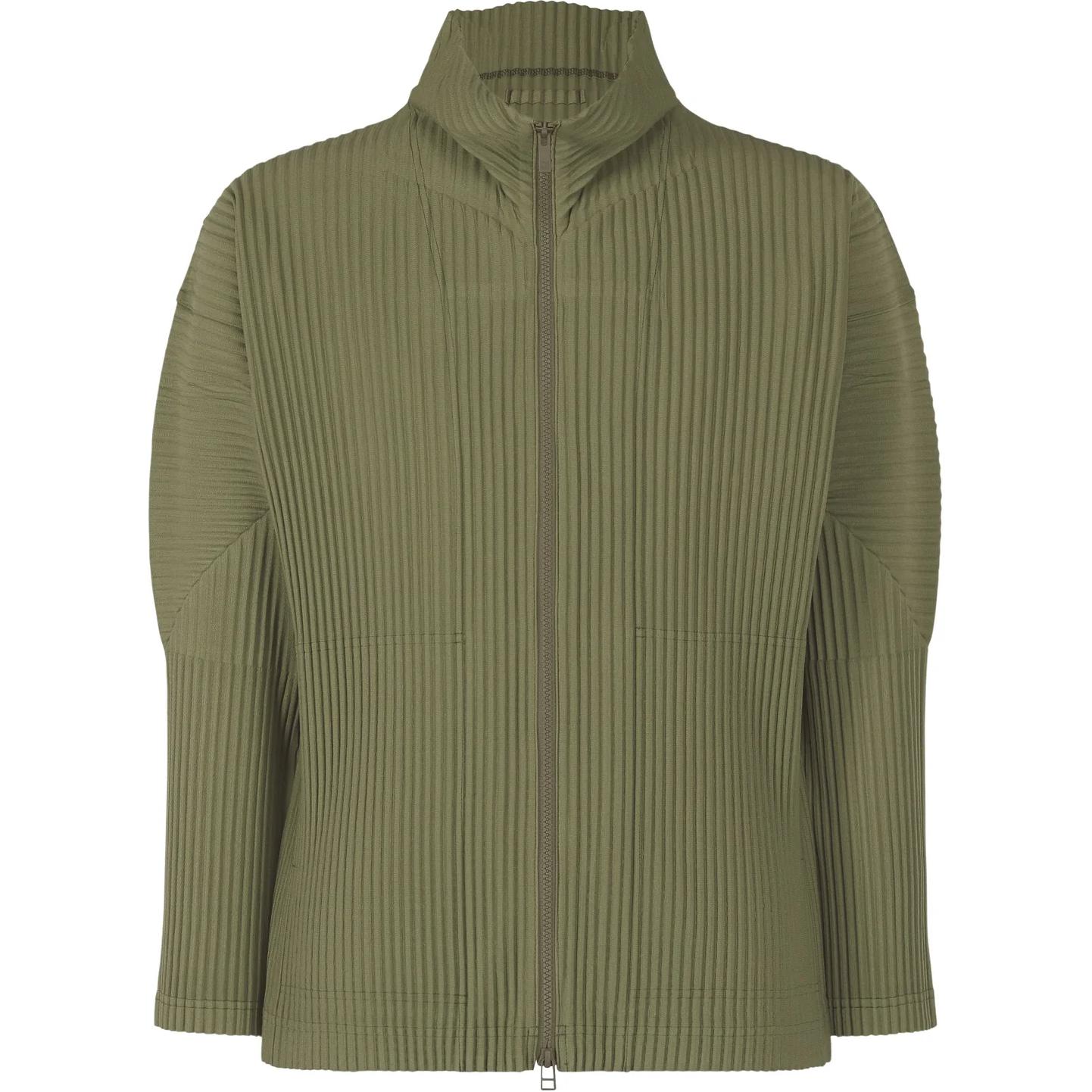 HOMME PLISSÉ ISSEY MIYAKE SS24 Sage Green Pleated High-Neck Jacket HP46JL180-64