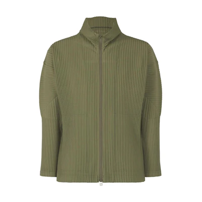 HOMME PLISSÉ ISSEY MIYAKE SS24 Sage Green Pleated High-Neck Jacket HP46JL180-64