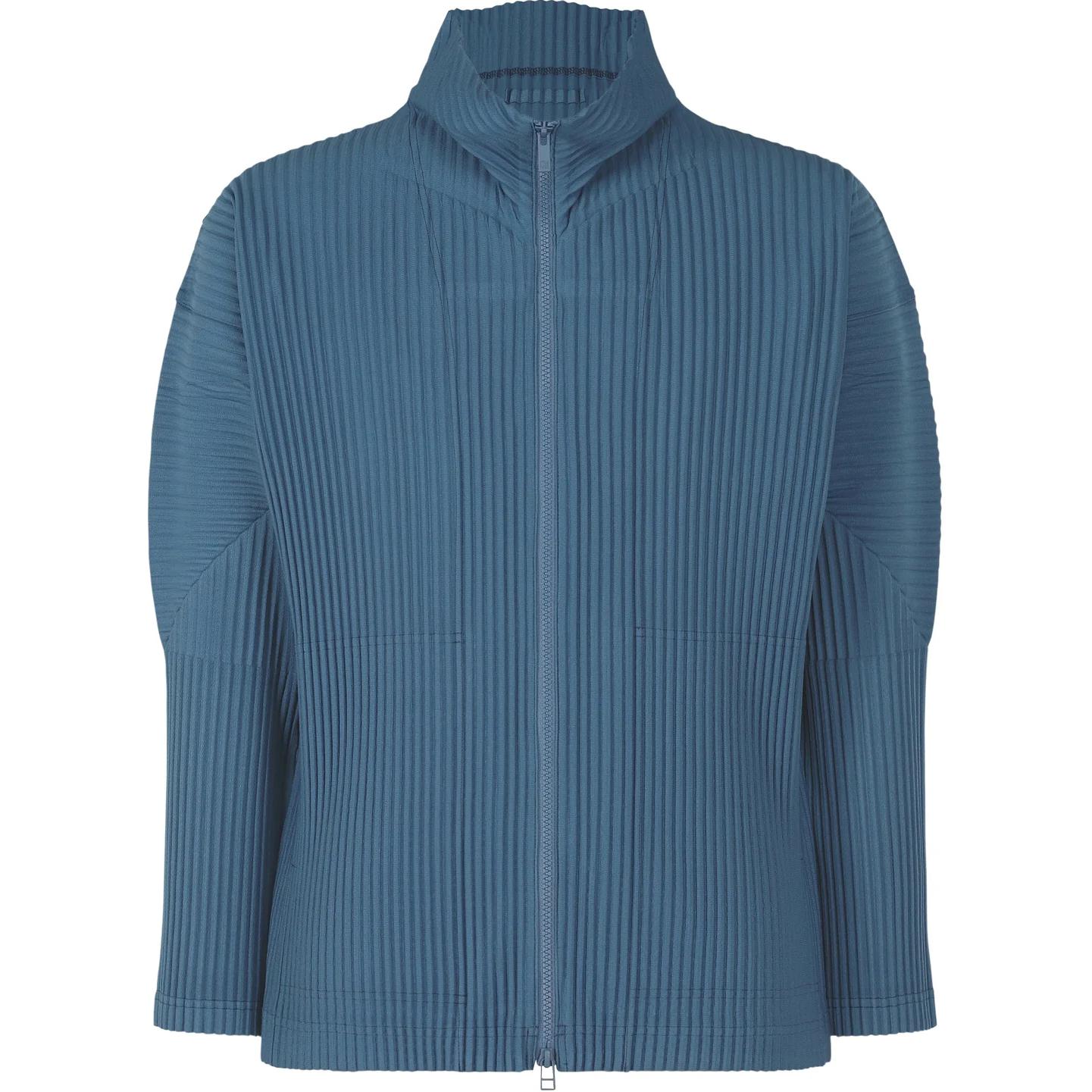 HOMME PLISSÉ ISSEY MIYAKE SS24 Solid Pleated High-Neck Jacket Blue Menswear HP46JL180-73