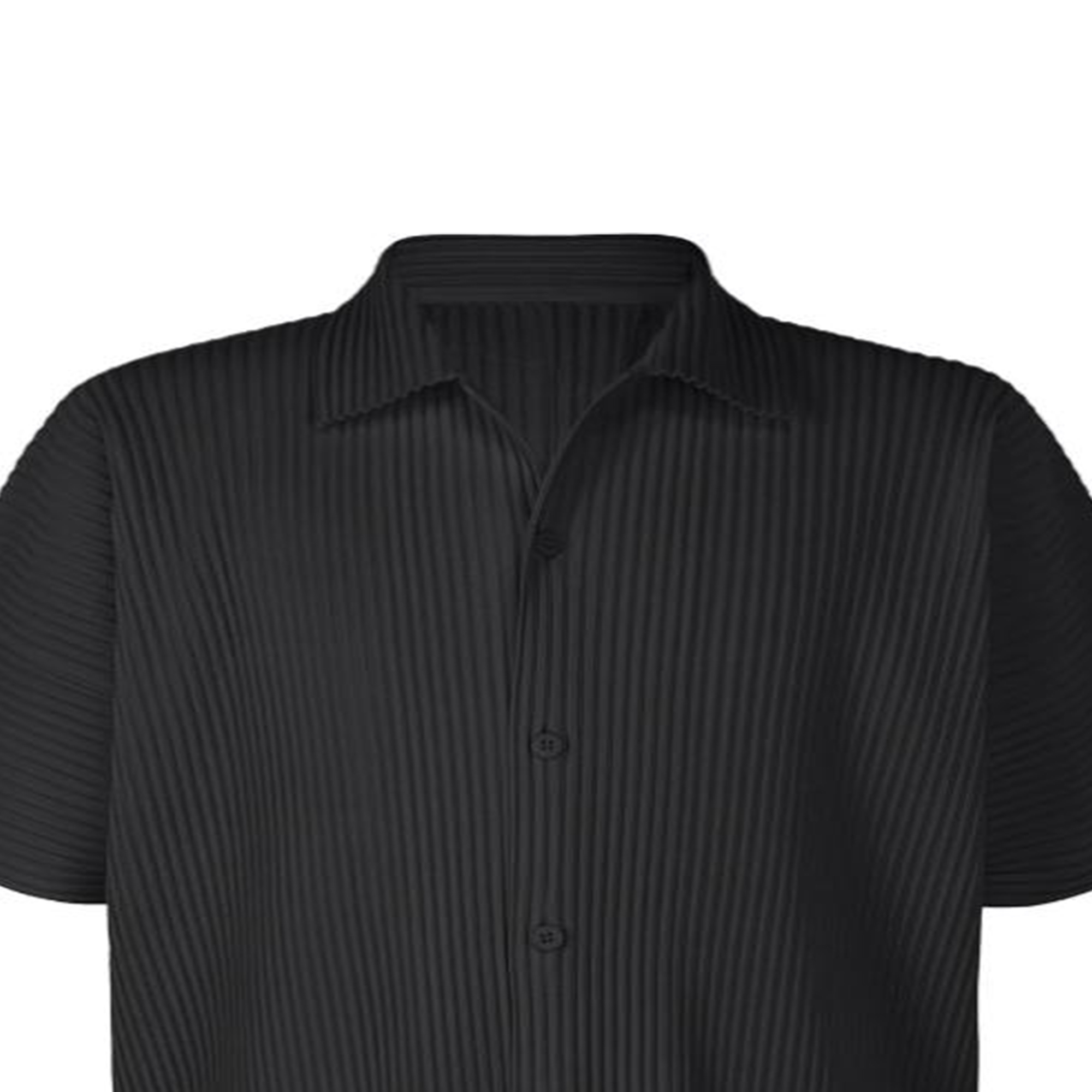 Purchase Homme Plissé Issey Miyake SS24 黑色短袖寬鬆褶皺襯衫 男款 HP48JJ102-15