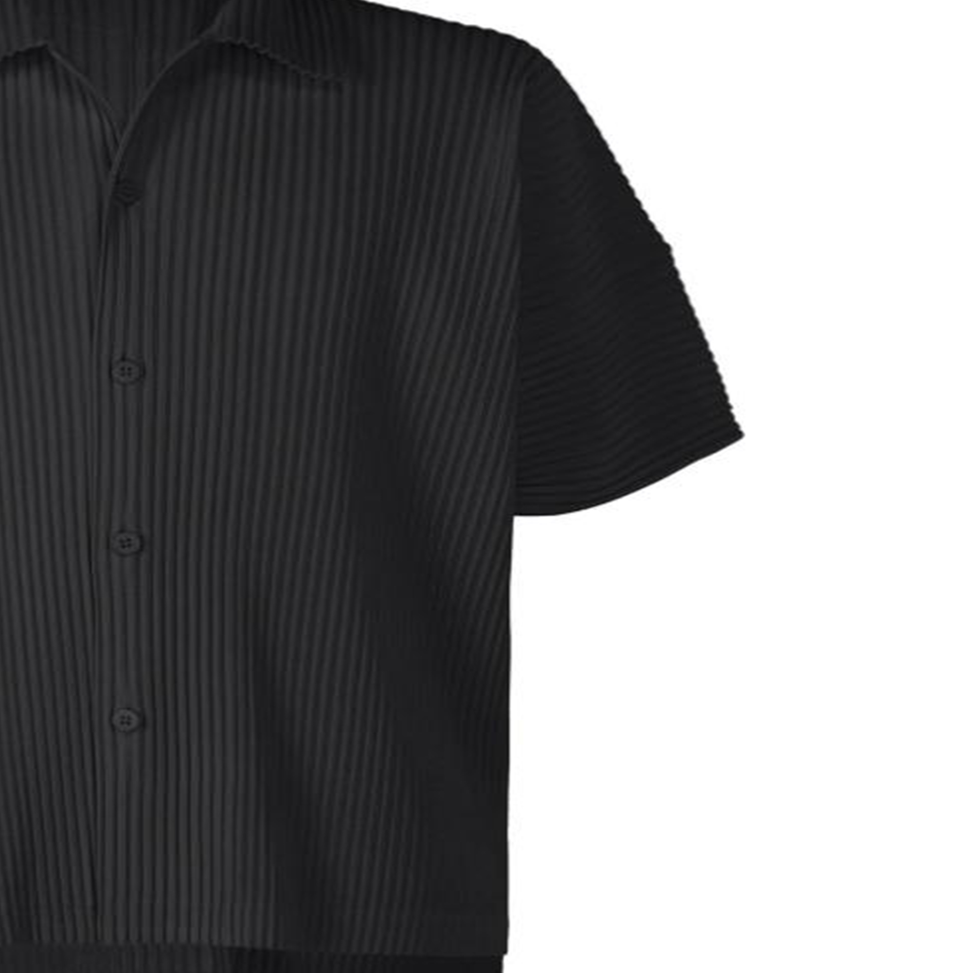 Sizing Homme Plissé Issey Miyake SS24 黑色短袖寬鬆褶皺襯衫 男款 HP48JJ102-15