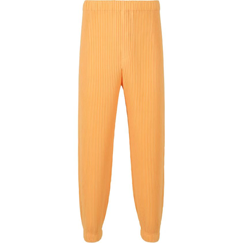 Homme Plissé Issey Miyake SS24 Solid Pleated Relaxed Pants Melon Orange Mens. HP46JF129-33
