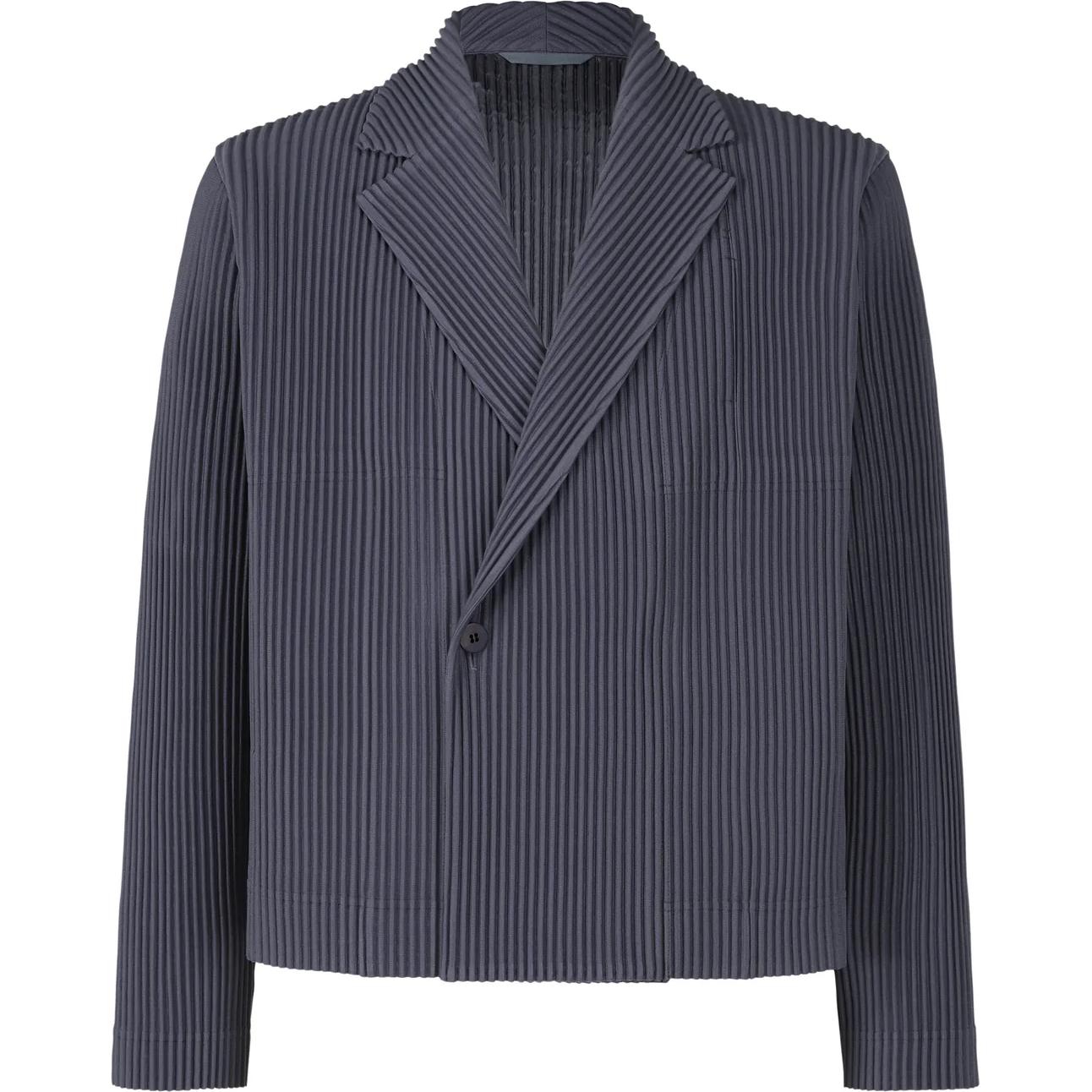 HOMME PLISSÉ ISSEY MIYAKE SS24 Solid Pleated Short Jacket Navy Blue () HP46JD156-76