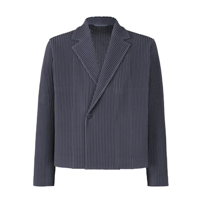 HOMME PLISSÉ ISSEY MIYAKE SS24 Solid Pleated Short Jacket Navy Blue () HP46JD156-76