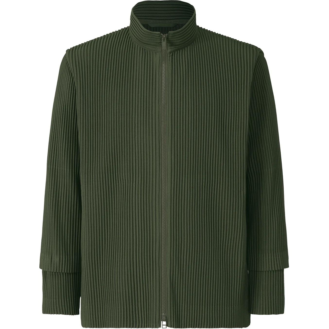 HOMME PLISSÉ ISSEY MIYAKE SS24 Solid Zip-Up Jacket Long Sleeve Men Dark Green HP46JC170-67
