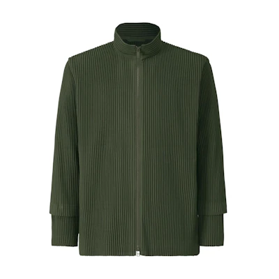 HOMME PLISSÉ ISSEY MIYAKE SS24 Solid Zip-Up Jacket Long Sleeve Men Dark Green HP46JC170-67