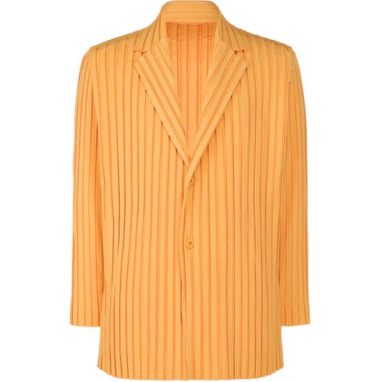 HOMME PLISSÉ ISSEY MIYAKE SS24 Striped Blazer Jacket Orange () HP46-FD250-33