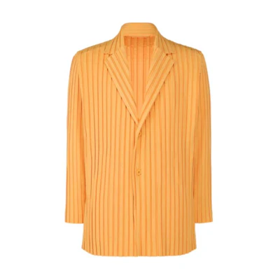 HOMME PLISSÉ ISSEY MIYAKE SS24 Striped Blazer Jacket Orange () HP46-FD250-33