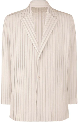 オムプリッセ イッセイミヤケ SS24 ストライプノッチシングルジャケット ベージュ メンズ HP46-FD250-45 Buy オムプリッセ イッセイミヤケ SS24 ストライプノッチシングルジャケット ベージュ メンズ HP46-FD250-45