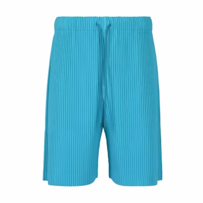 Homme Plissé Issey Miyake SS24 Turquoise Loose Pleated Shorts for Men. HP46JF140-74