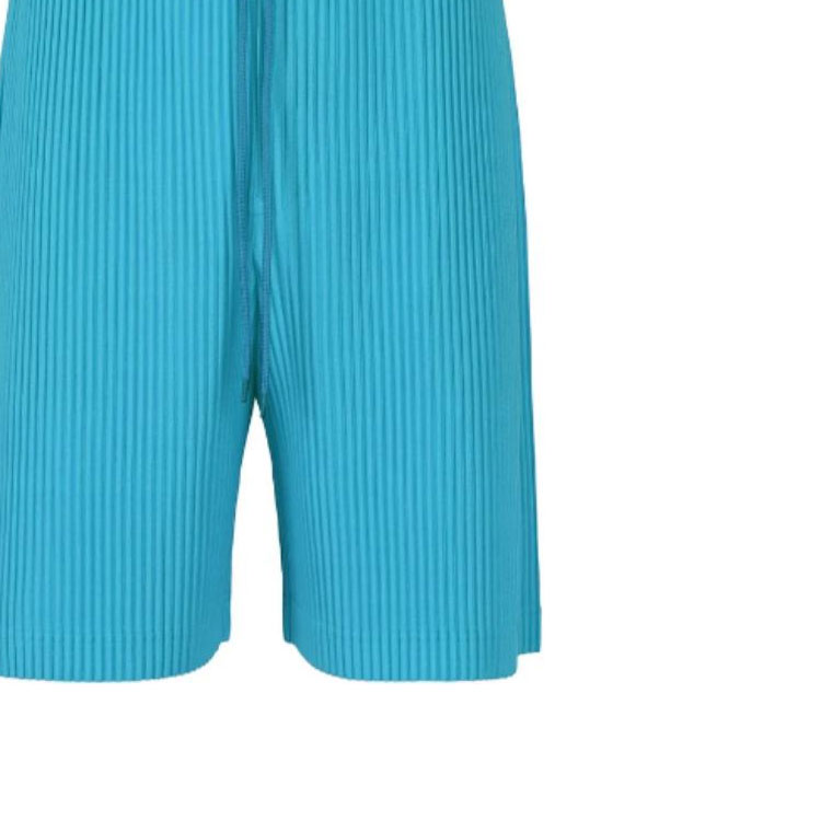 Lookbook Homme Plissé Issey Miyake SS24 藍綠色男士寬鬆百褶短褲 HP46JF140-74