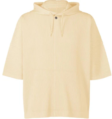 HOMME PLISSÉ ISSEY MIYAKE SS24 香草白寬鬆連帽上衣男士短袖TEE HP46JK127-03 Buy HOMME PLISSÉ ISSEY MIYAKE SS24 香草白寬鬆連帽上衣男士短袖TEE HP46JK127-03