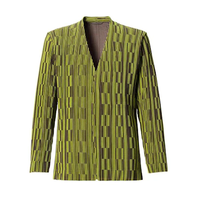HOMME PLISSÉ ISSEY MIYAKE Striped Pattern Jacket Green Fashion HP11JD224-62