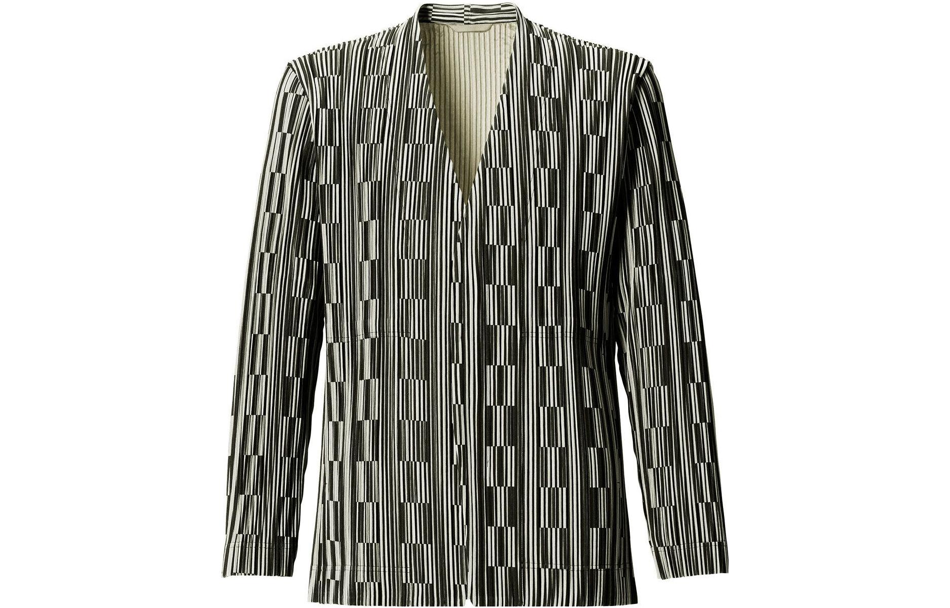 HOMME PLISSÉ ISSEY MIYAKE Striped Pattern Jacket Ivory Men’s HP11JD224-03