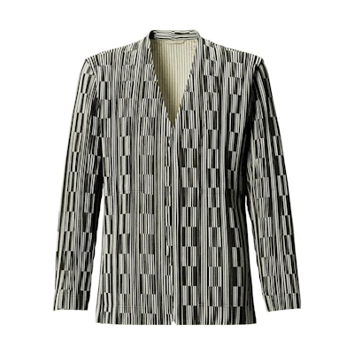 HOMME PLISSÉ ISSEY MIYAKE Striped Pattern Jacket Ivory Men’s HP11JD224-03