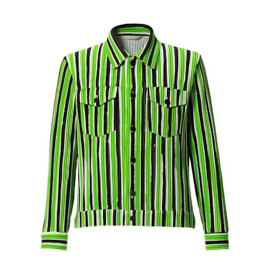 HOMME PLISSÉ ISSEY MIYAKE Striped Pleated Jacket Green () HP11JC204-62