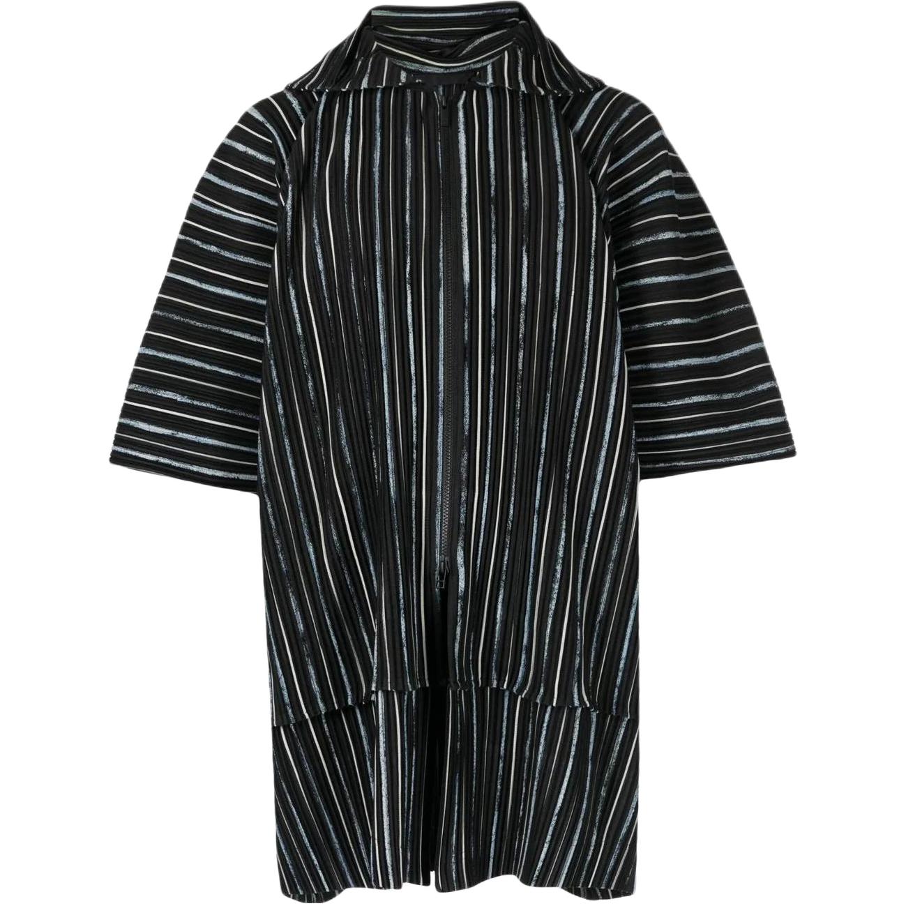 HOMME PLISSÉ ISSEY MIYAKE Striped Short-Sleeve Hooded Jacket for Men HP28JL165-79