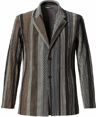 Homme Plissé Issey Miyake 條紋修身長袖西裝外套 棕色 HP13JD180-42 Order Homme Plissé Issey Miyake 條紋修身長袖西裝外套 棕色 HP13JD180-42