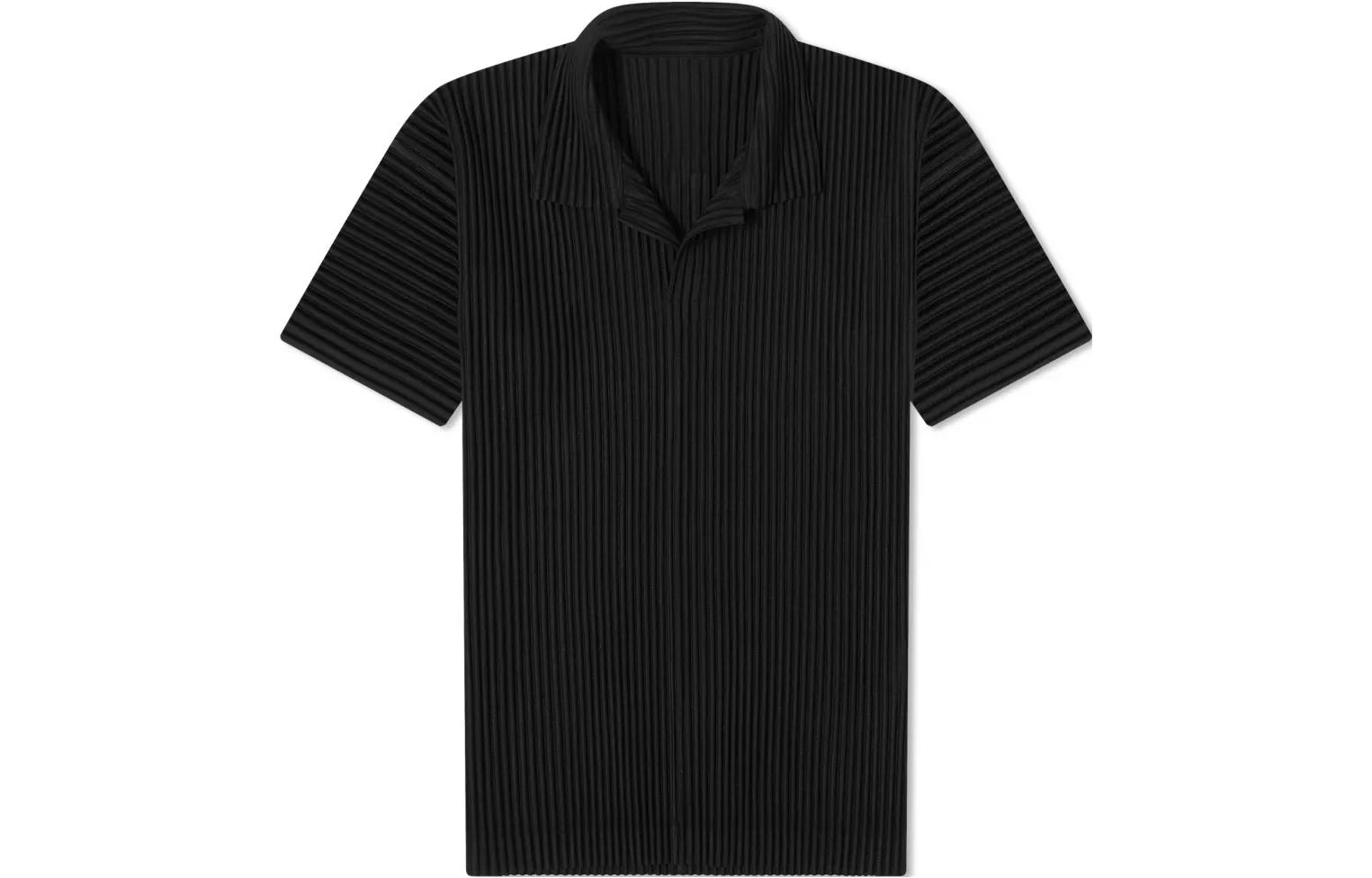 Homme Plissé Issey Miyake Striped Slim Fit Polo Shirt Black HP38JM430-15