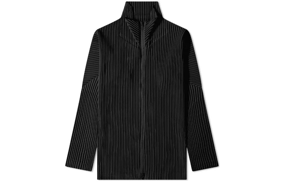 HOMME PLISSÉ ISSEY MIYAKE Striped Stand Collar Jacket Black HP28JL140-15