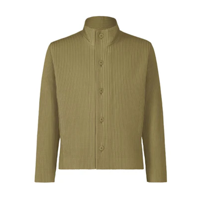 HOMME PLISSÉ ISSEY MIYAKE Tailored Pleated Khaki Jacket for Men HP33JD154-65
