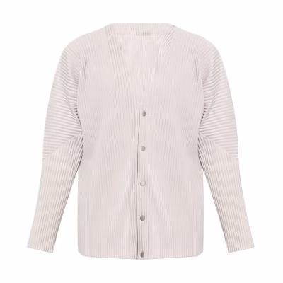 HOMME PLISSÉ ISSEY MIYAKE V-Neck Button-Up Jacket Grey Fashion HP47JL441-GREY