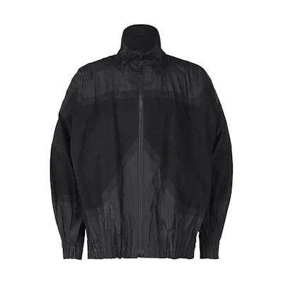 HOMME PLISSÉ ISSEY MIYAKE Zip-Up Loose Jacket Black Long Sleeve LA41FC151-15