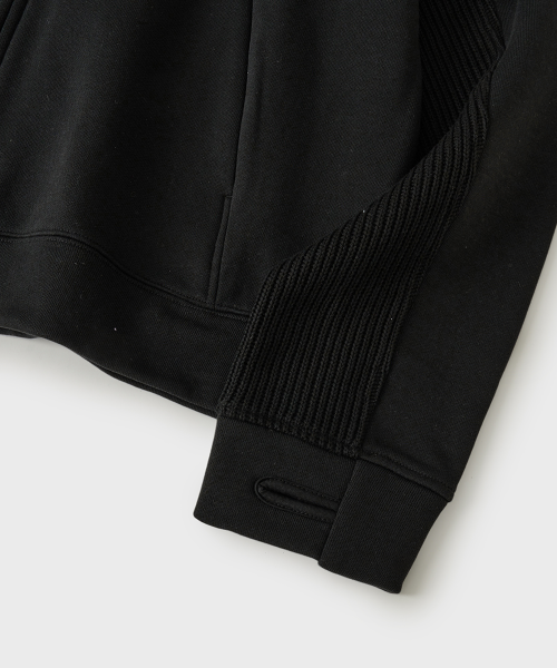 Shop Hoobs [DailyRoom x HOOPS] Panel Mixed Zip-Up Jersey [Black] HVS26-JK70